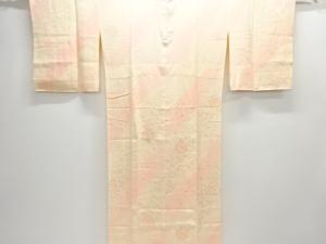 未使用品　斜め縞に花模様暈し単衣長襦袢